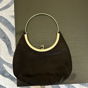 Black Satin Evening Bag Silver Hardware